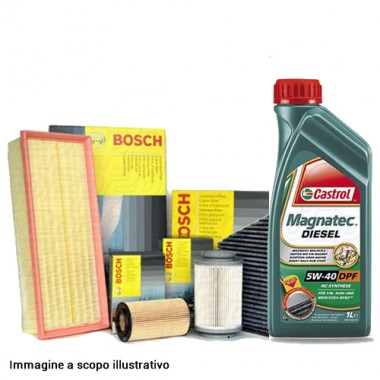 Kit tagliando BOSCH, 5 lt olio motore Castrol 5W40 (KF0015) Kit tagliando BOSCH, 5 lt olio motore Castrol 5W40 (KF0015)