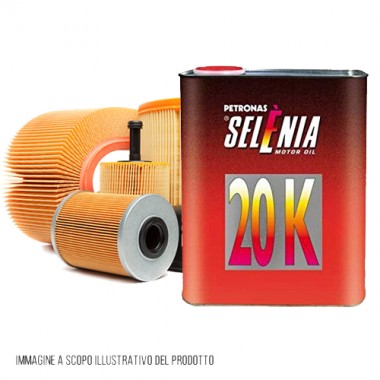 Kit tagliando auto, kit tre filtri e 3 litri olio motore Selenia 20K 10W40 (KF1020/fo) Kit tagliando auto, kit tre filtri e 3 litri olio motore Selenia 20K 10W40 (KF1020/fo)