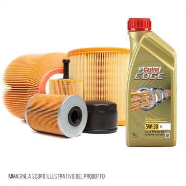 Kit tagliando auto, kit quattro filtri e 5 litri olio motore Castrol Edge 5W30 (KF0072/fo) Kit tagliando auto, kit quattro filtri e 5 litri olio motore Castrol Edge 5W30 (KF0072/fo)