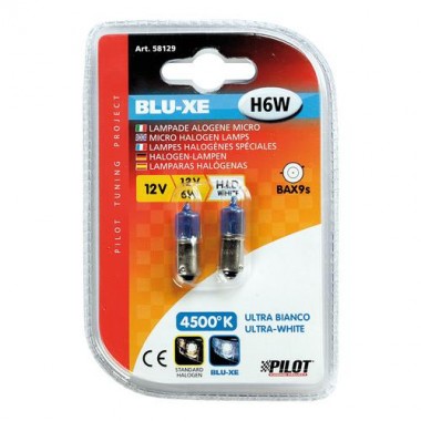LAMPA - 12V Lampada alogena micro Blu-Xe - H6W - 6W - BAX9s - 2 pz - D/Blister LAMPA - 12V Lampada alogena micro Blu-Xe - H6W - 6W - BAX9s - 2 pz - D/Blister