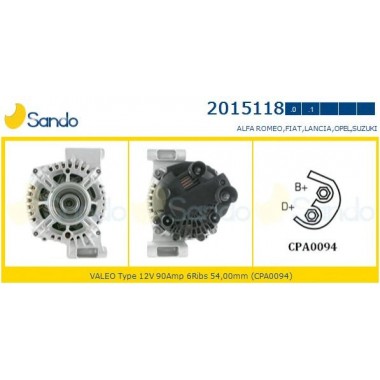 Alternatore marca SANDO 2015118.1