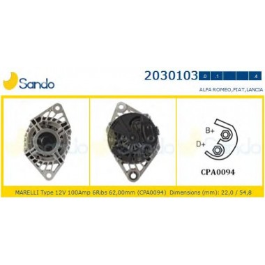 Alternatore marca SANDO 2030103.0