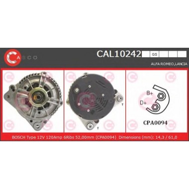 Alternatore marca CASCO CAL10242GS Alternatore marca CASCO CAL10242GS